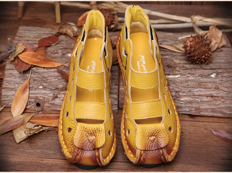 Summer Retro Soft Sole Leather Women's Shoes Personality Casual Sandals