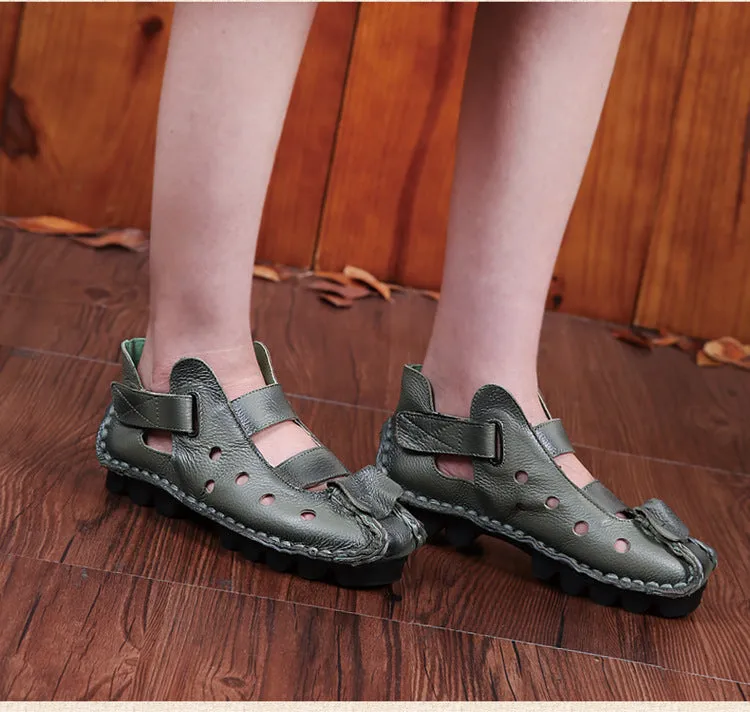 Summer Retro Soft Sole Leather Women's Shoes Personality Casual Sandals