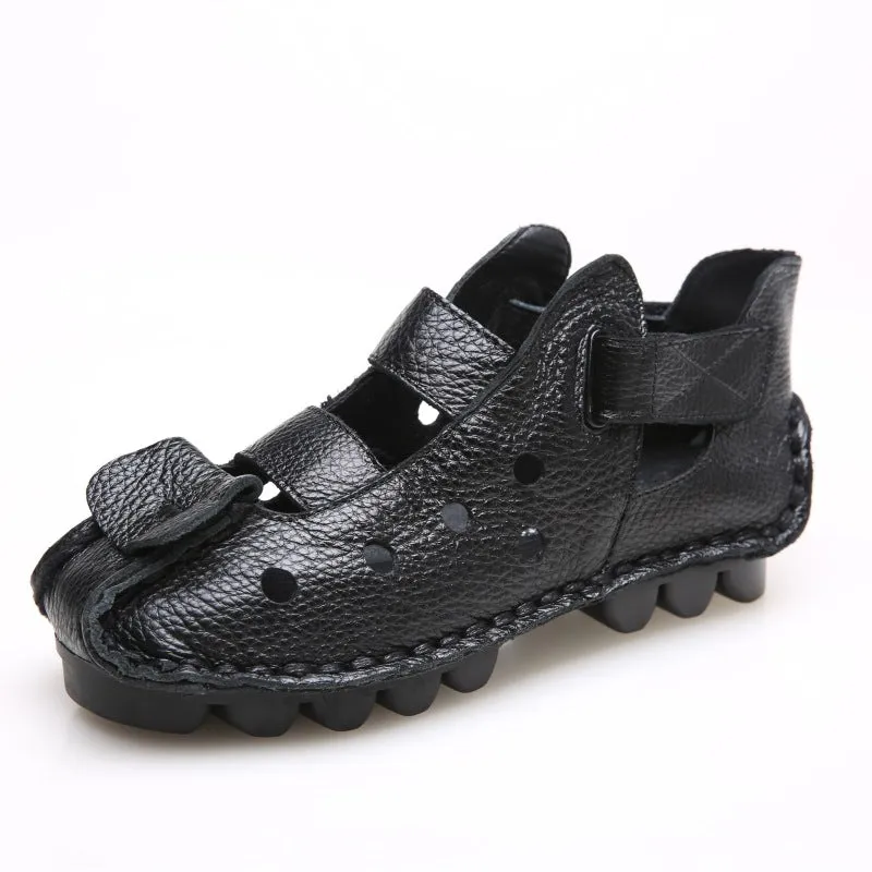 Summer Retro Soft Sole Leather Women's Shoes Personality Casual Sandals