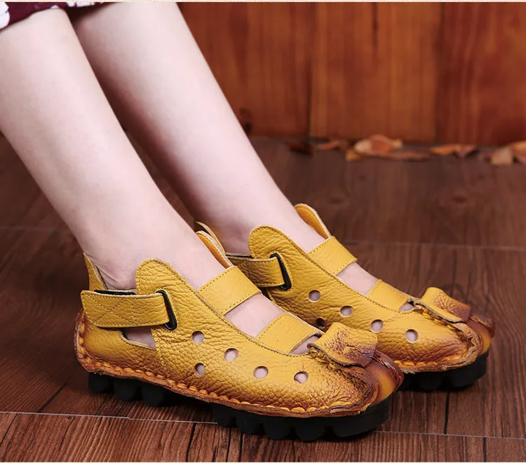 Summer Retro Soft Sole Leather Women's Shoes Personality Casual Sandals