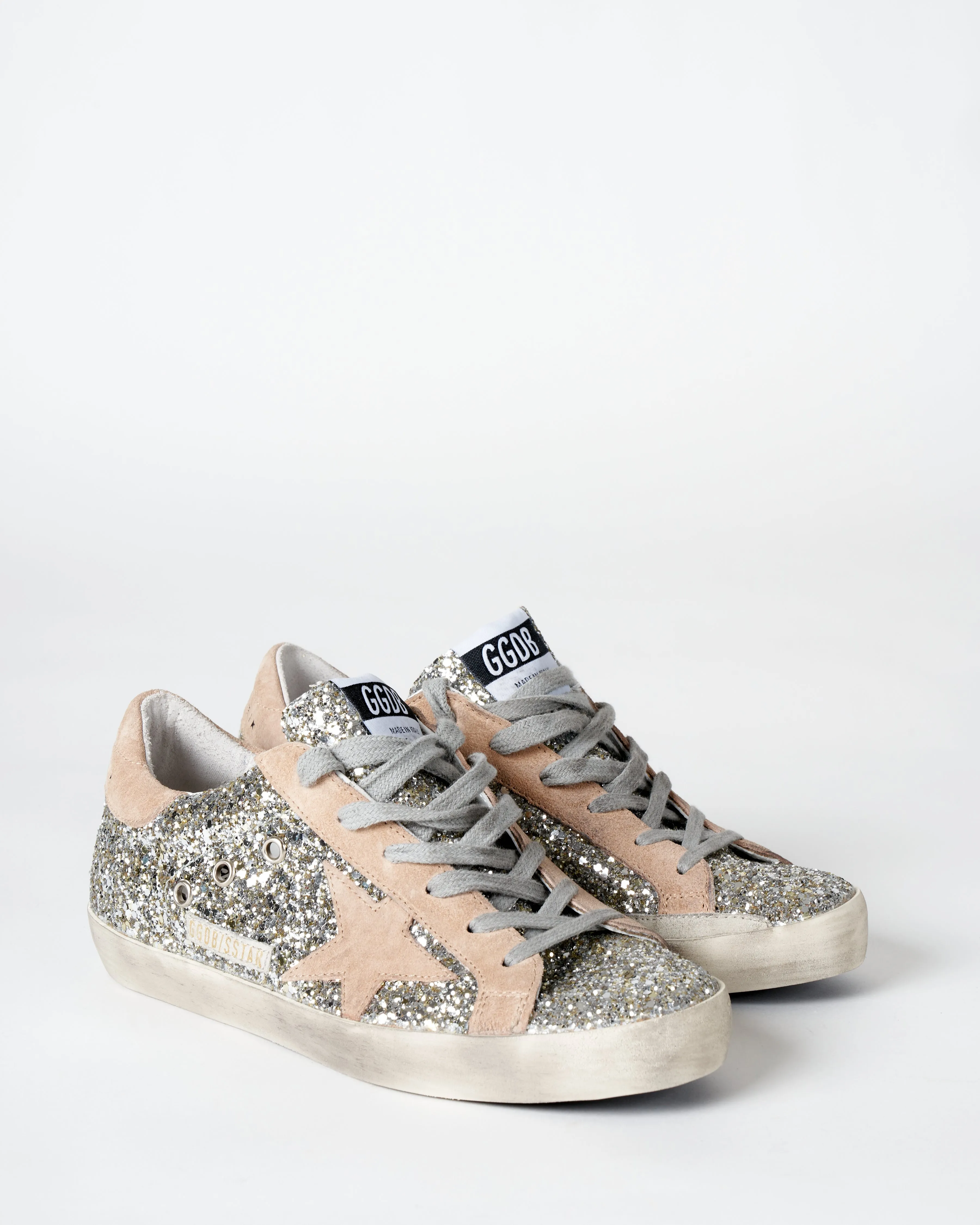 super-star glitter sneaker - platinum/beige