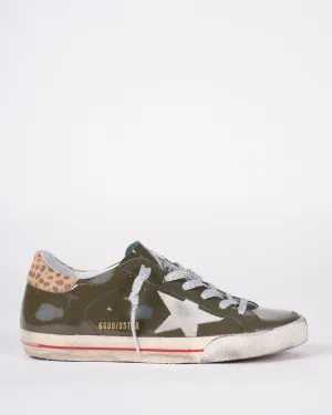 super-star naplack upper suede star leopard horsy heel - forest green/ice/cream light brown giraffe