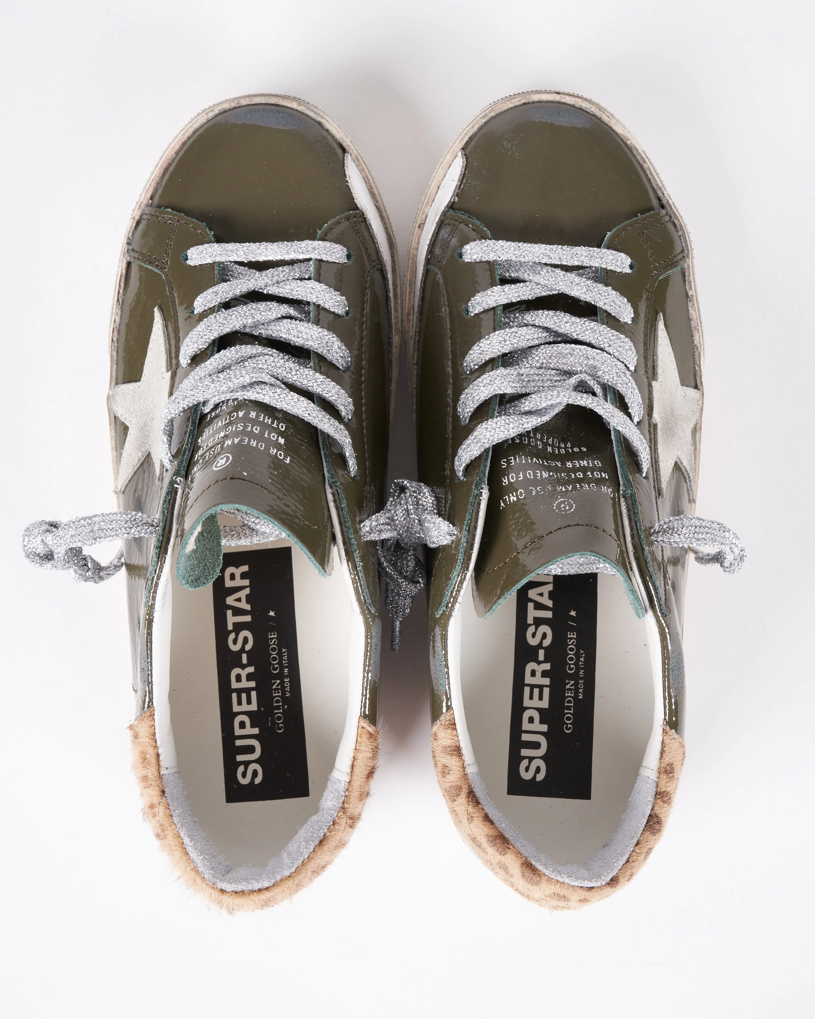 super-star naplack upper suede star leopard horsy heel - forest green/ice/cream light brown giraffe