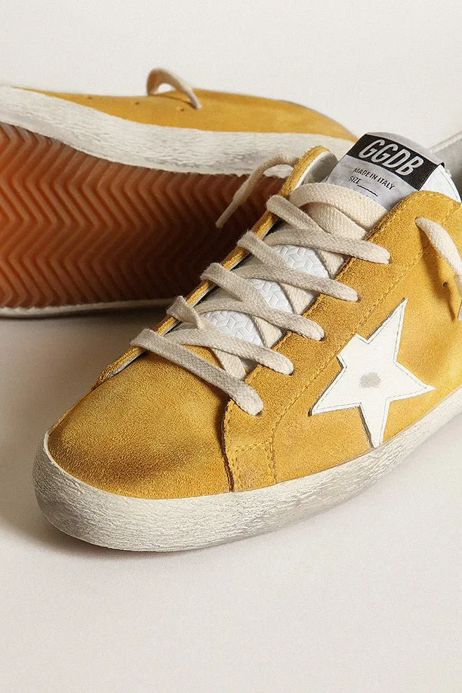 super-star suede high frequency toungue leather star - mustard/white