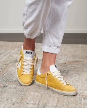 super-star suede high frequency toungue leather star - mustard/white