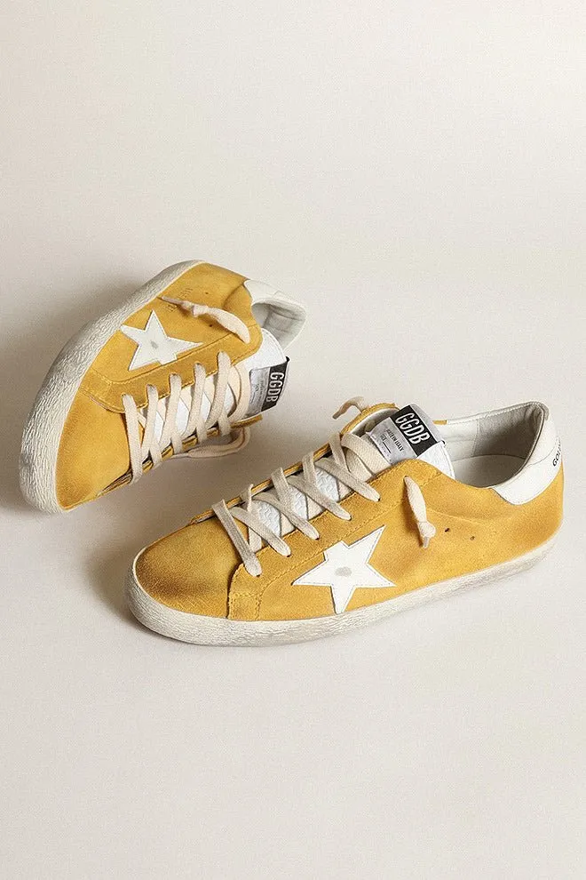 super-star suede high frequency toungue leather star - mustard/white