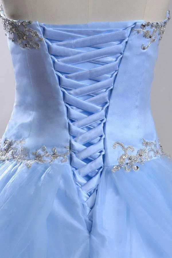Sweetheart Sleeveless Light Blue  Beading Wedding Dress With Beading  WD169