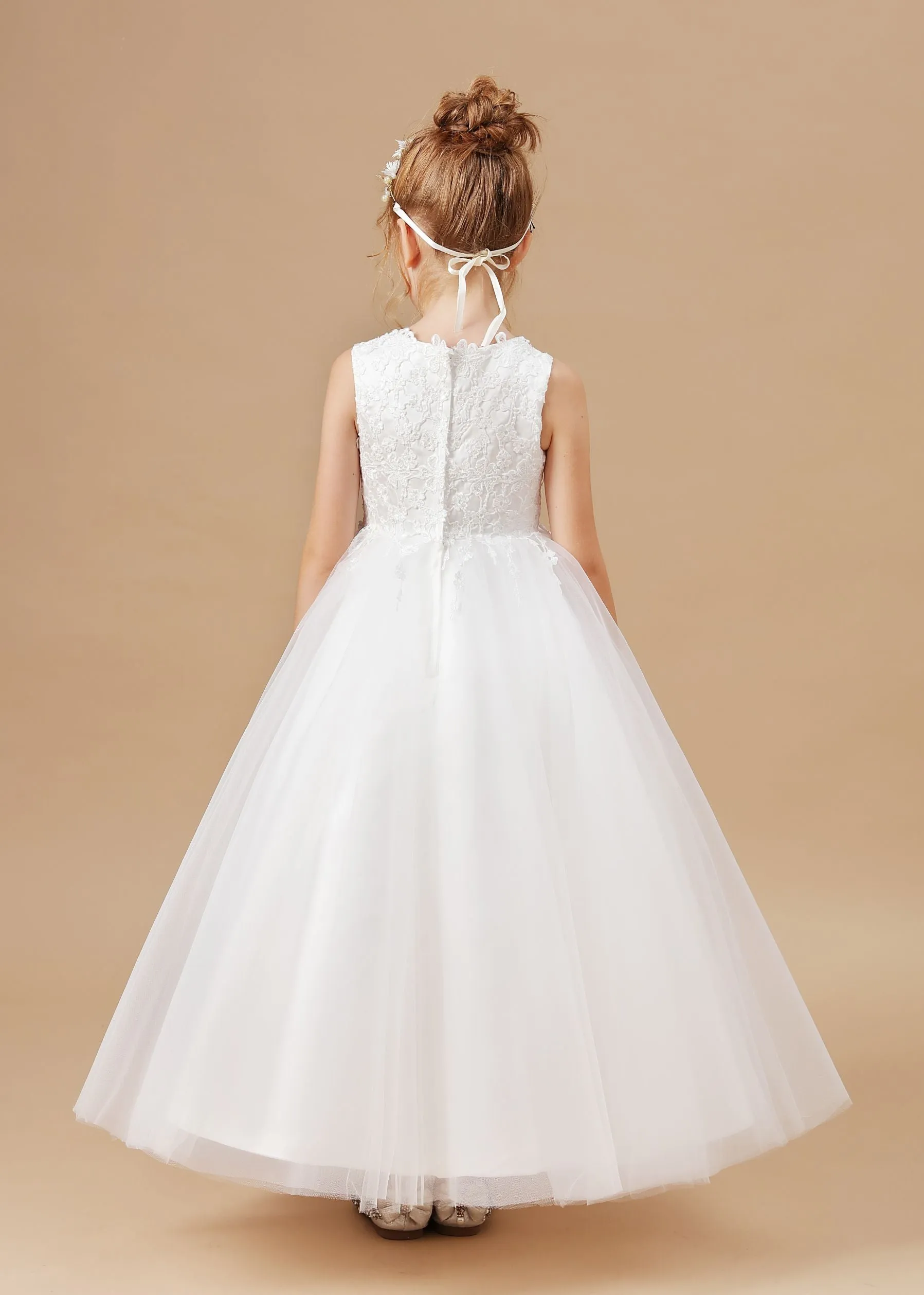 Sweetheart Sleeveless Tulle Flower Girl Dresses With Appliques