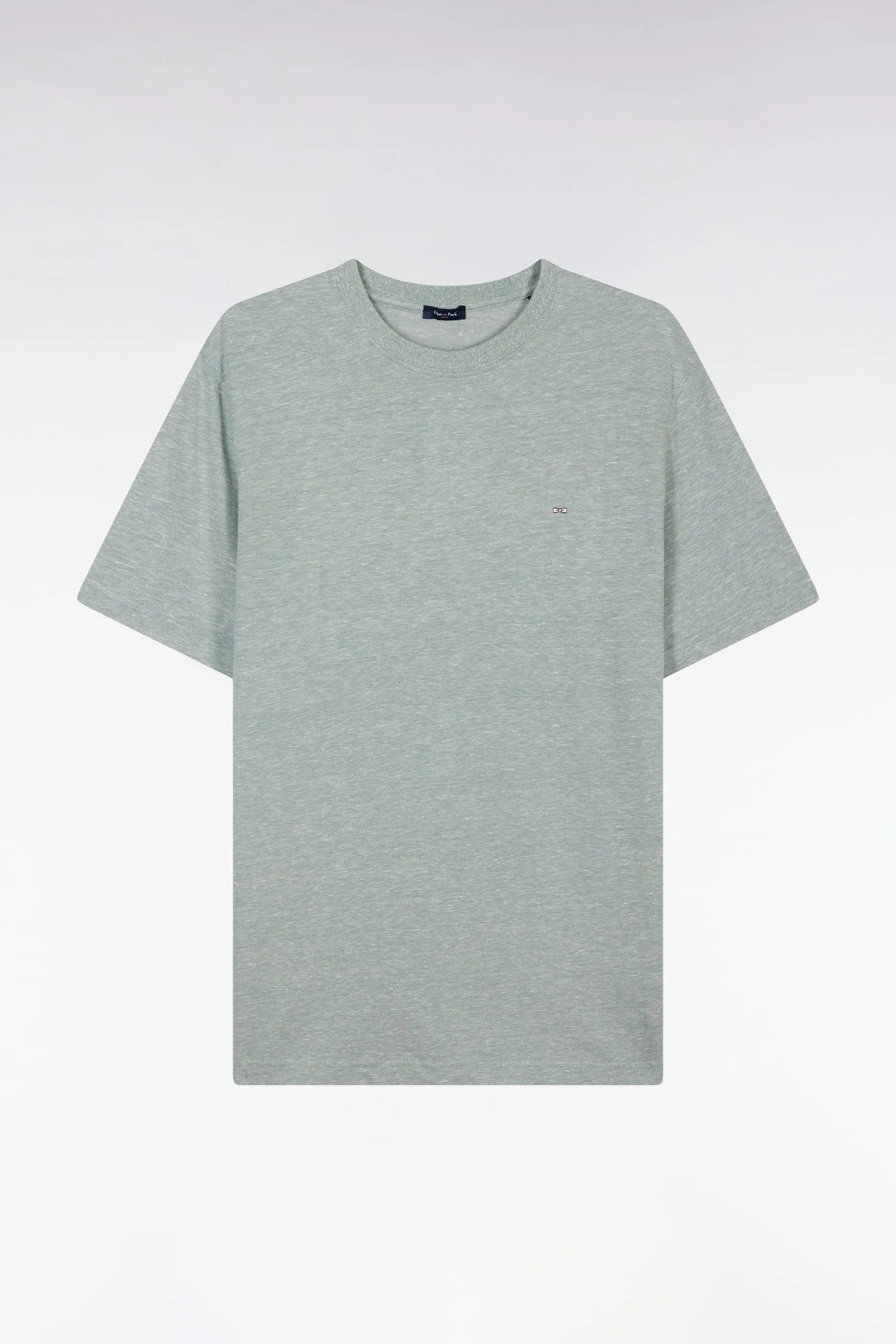 T-shirt en coton et lin gris moyen coupe droite