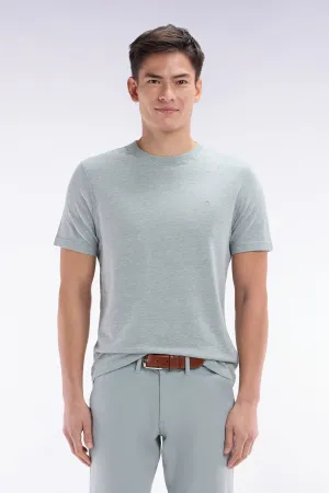 T-shirt en coton et lin gris moyen coupe droite