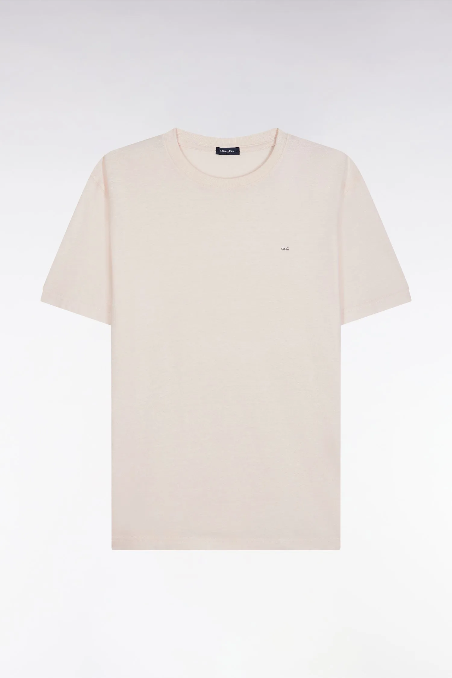 T-shirt en coton et lin rose coupe droite