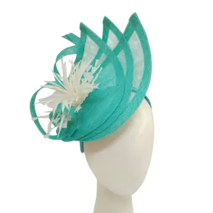 Tear Drop Cut Sinamay Fascinator: Ocean
