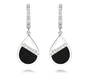 Teardrop Leather Inlay Earrings