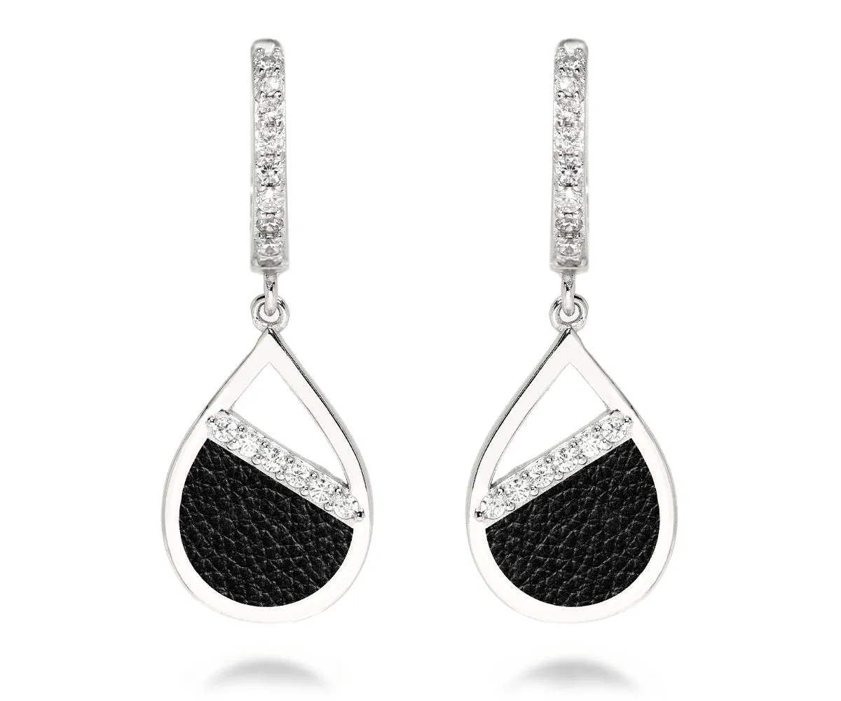 Teardrop Leather Inlay Earrings