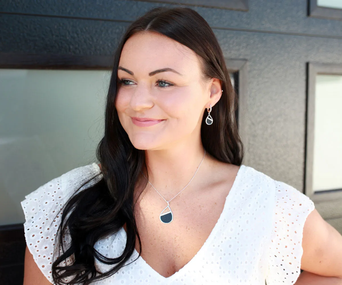 Teardrop Leather Inlay Earrings