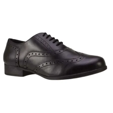 Term Bella Black Leather Brogue Lace Up School Shoe