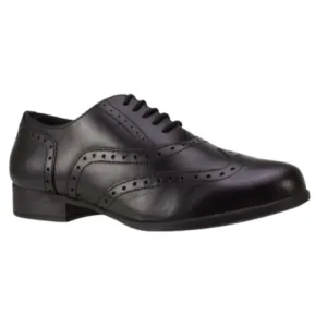 Term Bella Black Leather Brogue Lace Up School Shoe