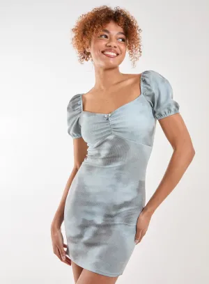 Tie Dye Print Rib Mini Dress