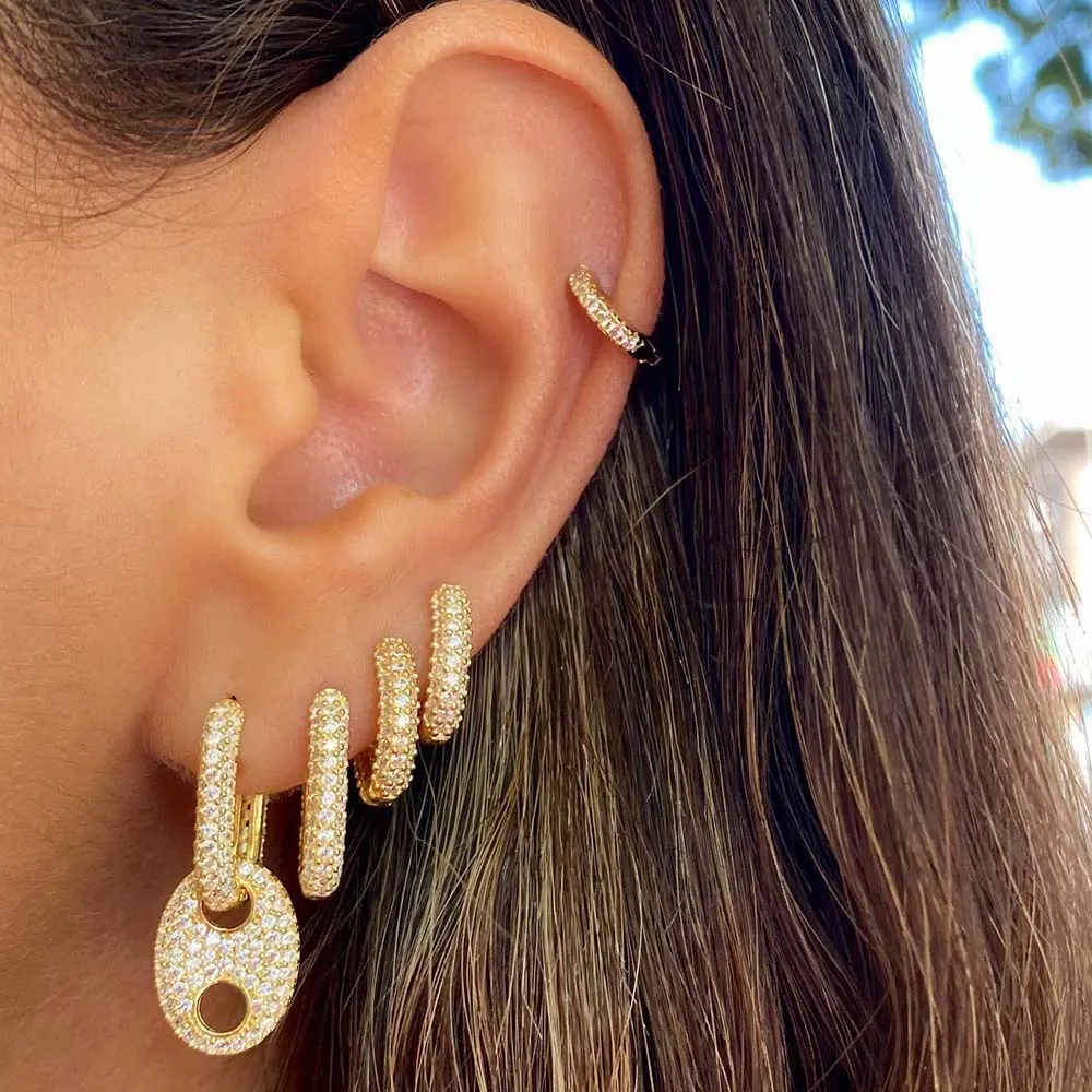 Tiny Pavé Huggie Earring