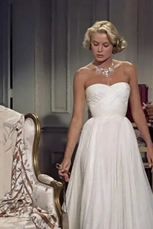 To Catch A Thief Strapless Grace Kelly Dress White Chiffon Prom Dress