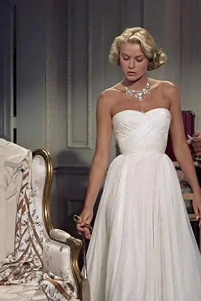 To Catch A Thief Strapless Grace Kelly Dress White Chiffon Prom Dress