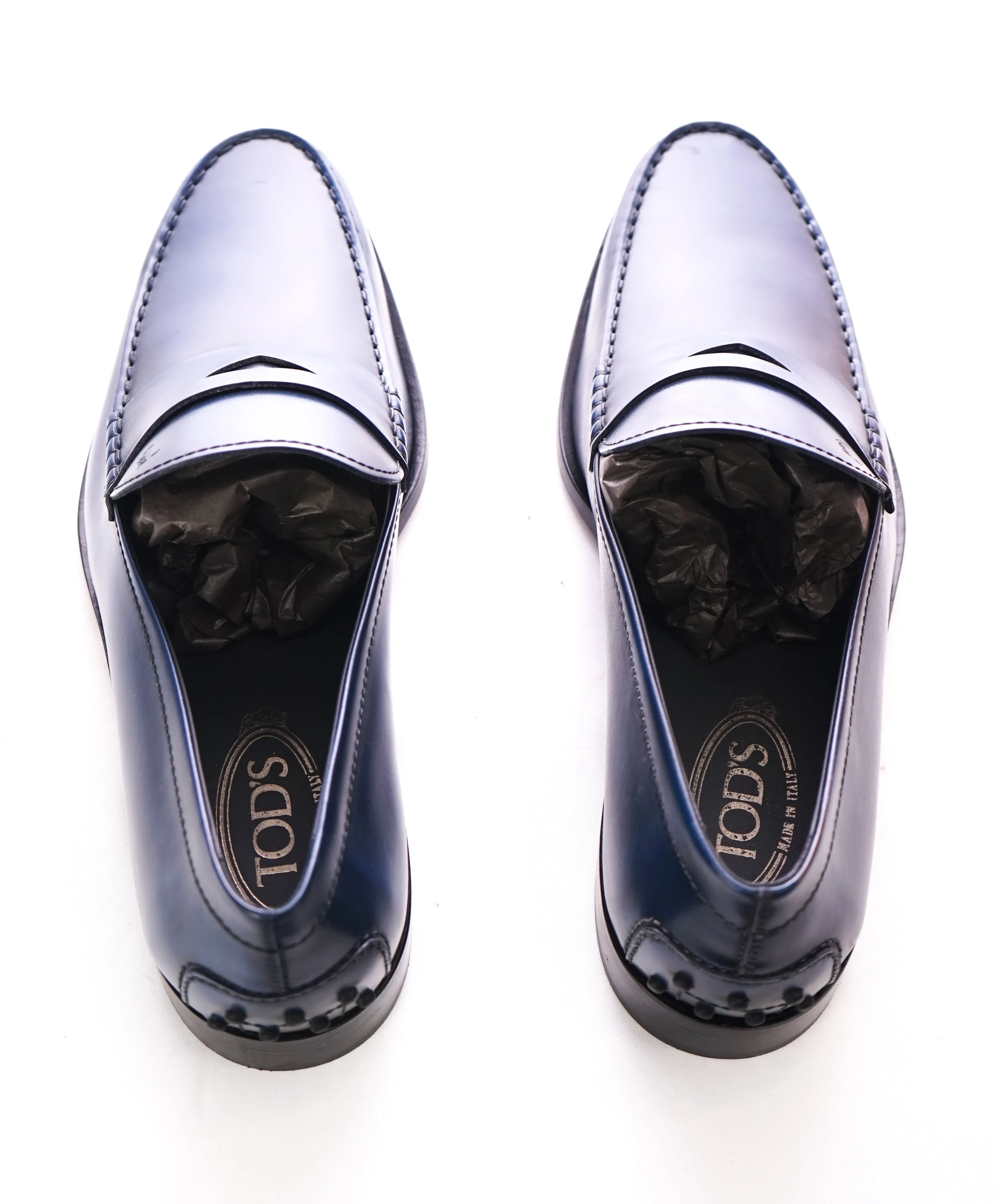 TOD’S - Blue Leather Penny Loafers “Boston Devon” Leather Sole - 10.5US
