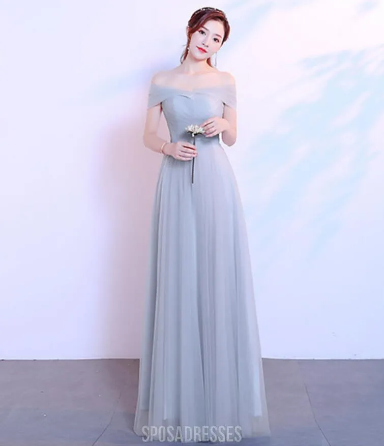 Tulle Floor Length Cap Sleeves Simple Cheap Bridesmaid Dresses Online, WG546