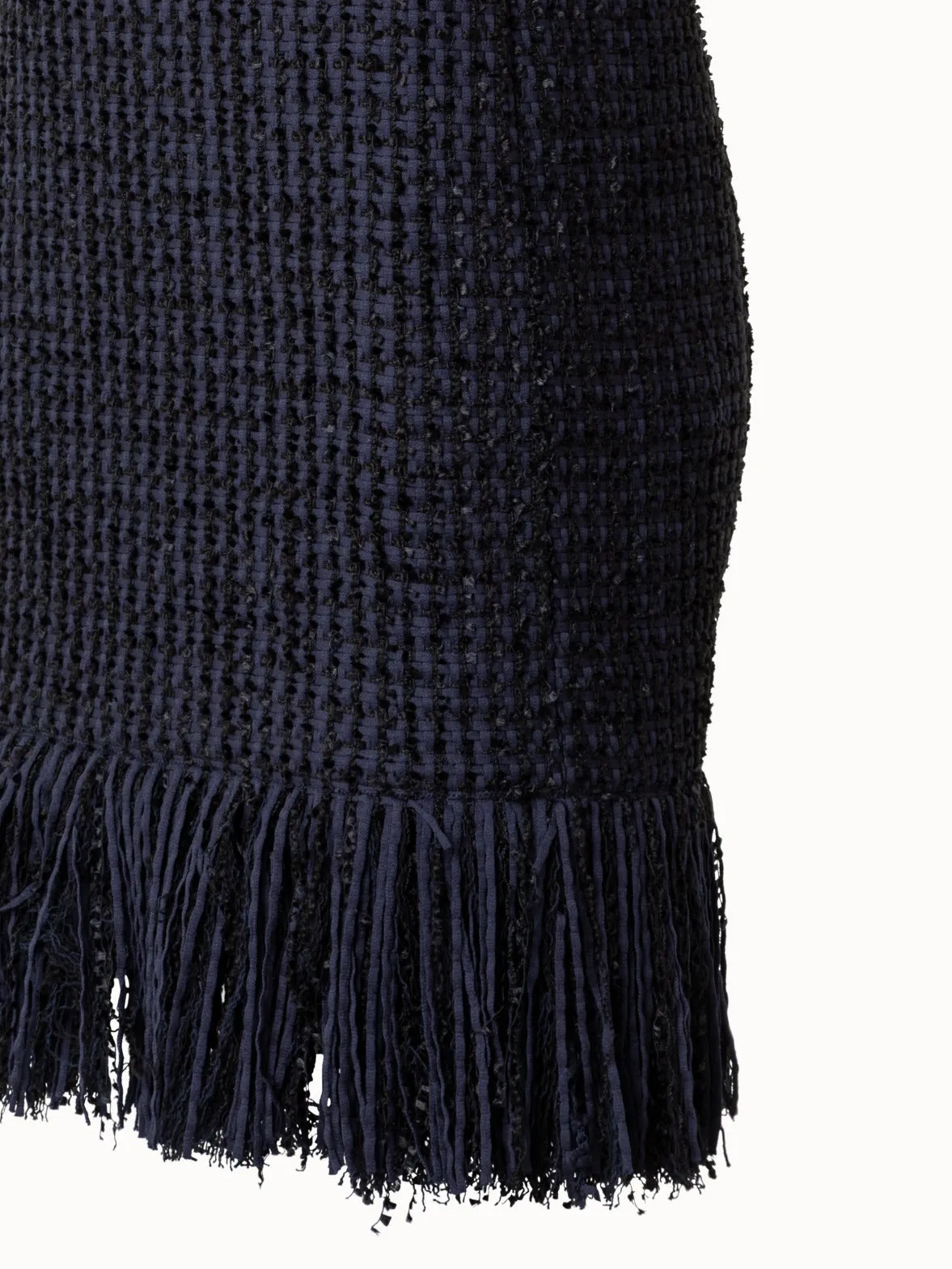 Tweed Sheath Dress with Fringes
