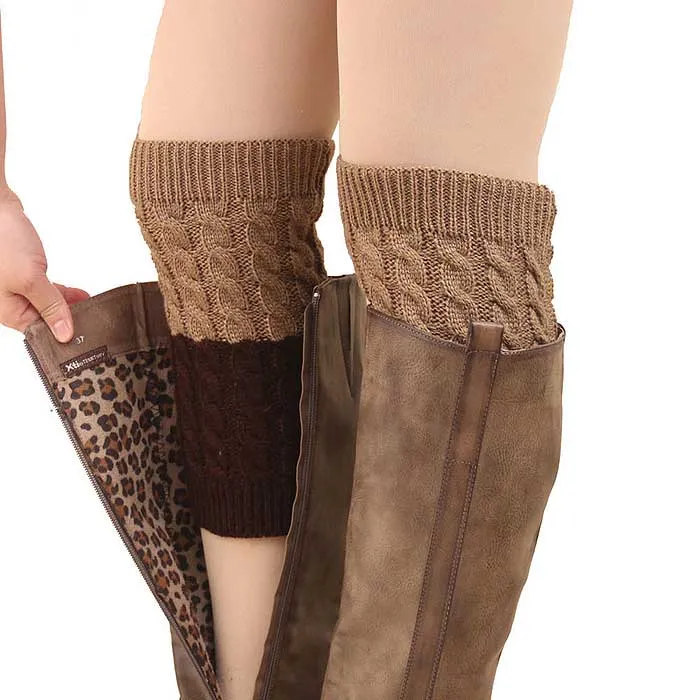 Two Tone Reversible Boot Cuff Socks with Button Down