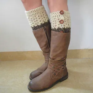 Two Tone Reversible Boot Cuff Socks with Button Down