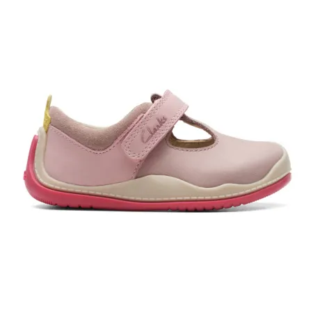 UK 3 Dusty Pink Roller Bright T-Bar Velcro Pre Walker