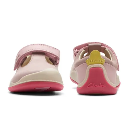 UK 3 Dusty Pink Roller Bright T-Bar Velcro Pre Walker
