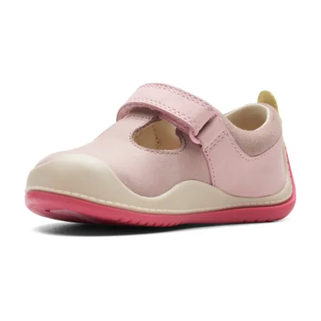 UK 3 Dusty Pink Roller Bright T-Bar Velcro Pre Walker