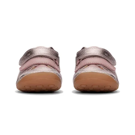 UK 5 Pink and Silver Tiny Fawn Velcro Sneaker