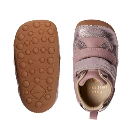 UK 5 Pink and Silver Tiny Fawn Velcro Sneaker