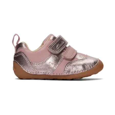 UK 5 Pink and Silver Tiny Fawn Velcro Sneaker