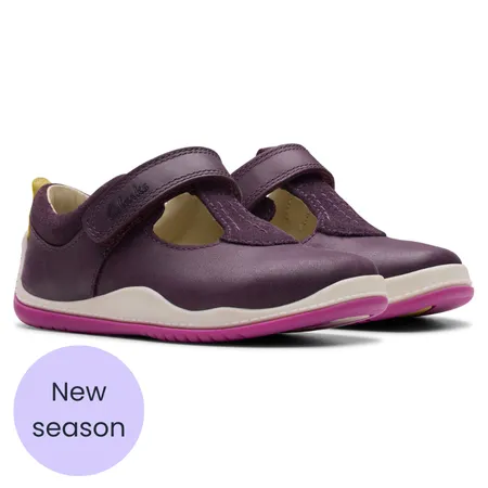 UK 5.5 Berry Noodle Bright Velcro T-Bar Walkers