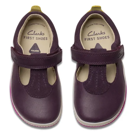 UK 5.5 Berry Noodle Bright Velcro T-Bar Walkers