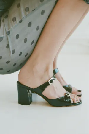 UNA SANDAL, BLACK PATENT