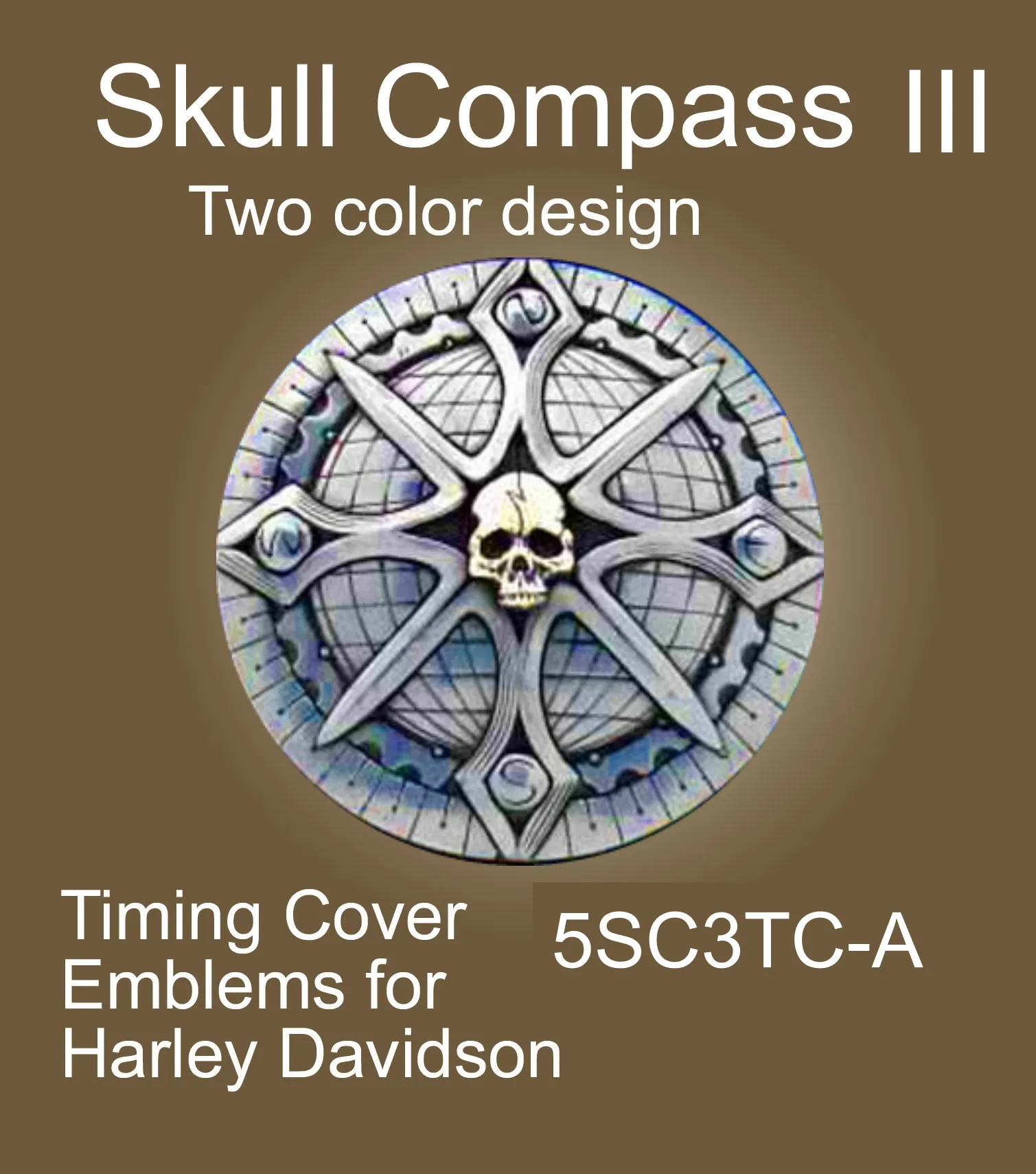 Unique Motorcycle Badges Timing Points Cover Emblem - Skull Compass III
