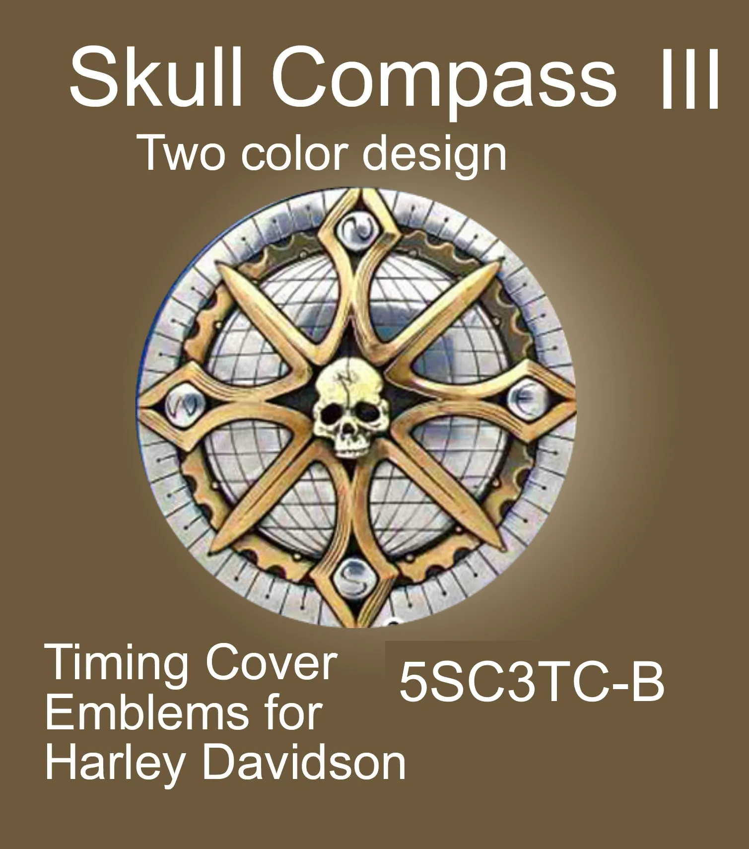Unique Motorcycle Badges Timing Points Cover Emblem - Skull Compass III