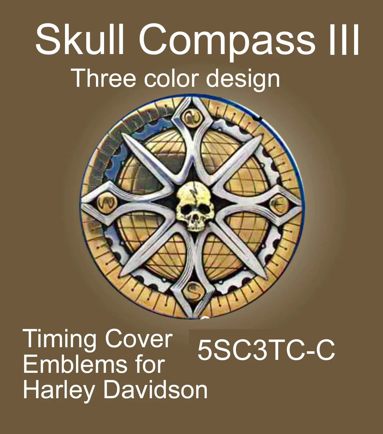 Unique Motorcycle Badges Timing Points Cover Emblem - Skull Compass III