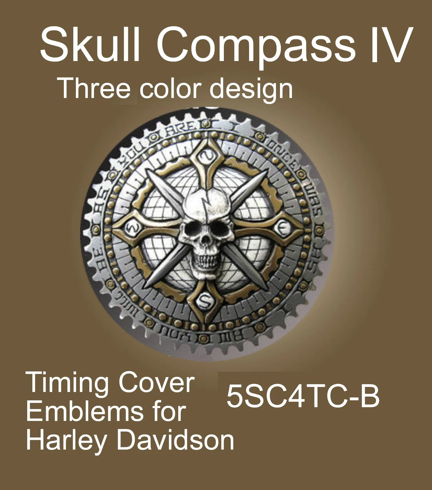 Unique Motorcycle Badges Timing Points Cover Emblems - Skull Compass IV