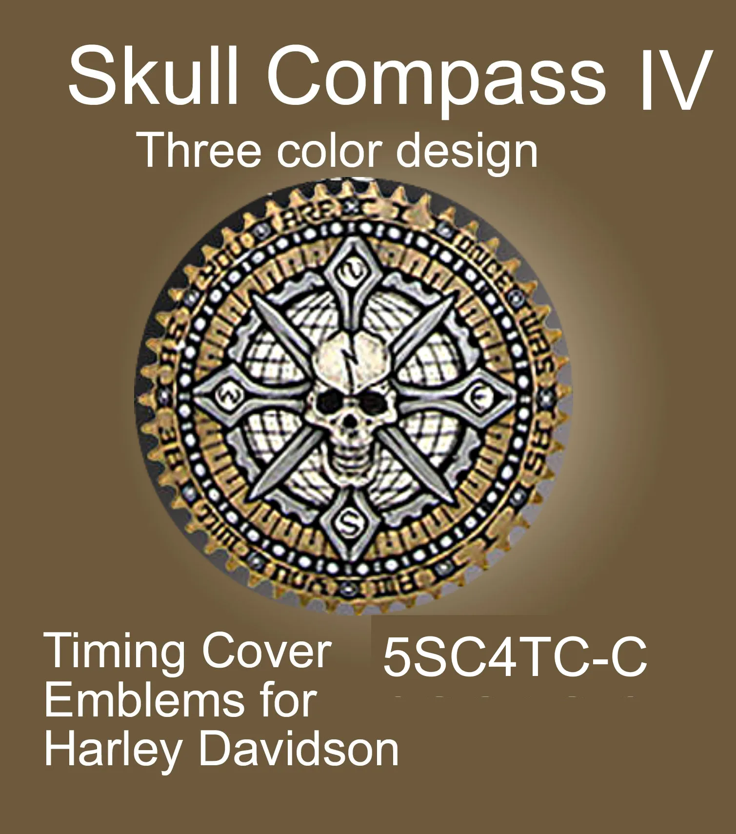 Unique Motorcycle Badges Timing Points Cover Emblems - Skull Compass IV
