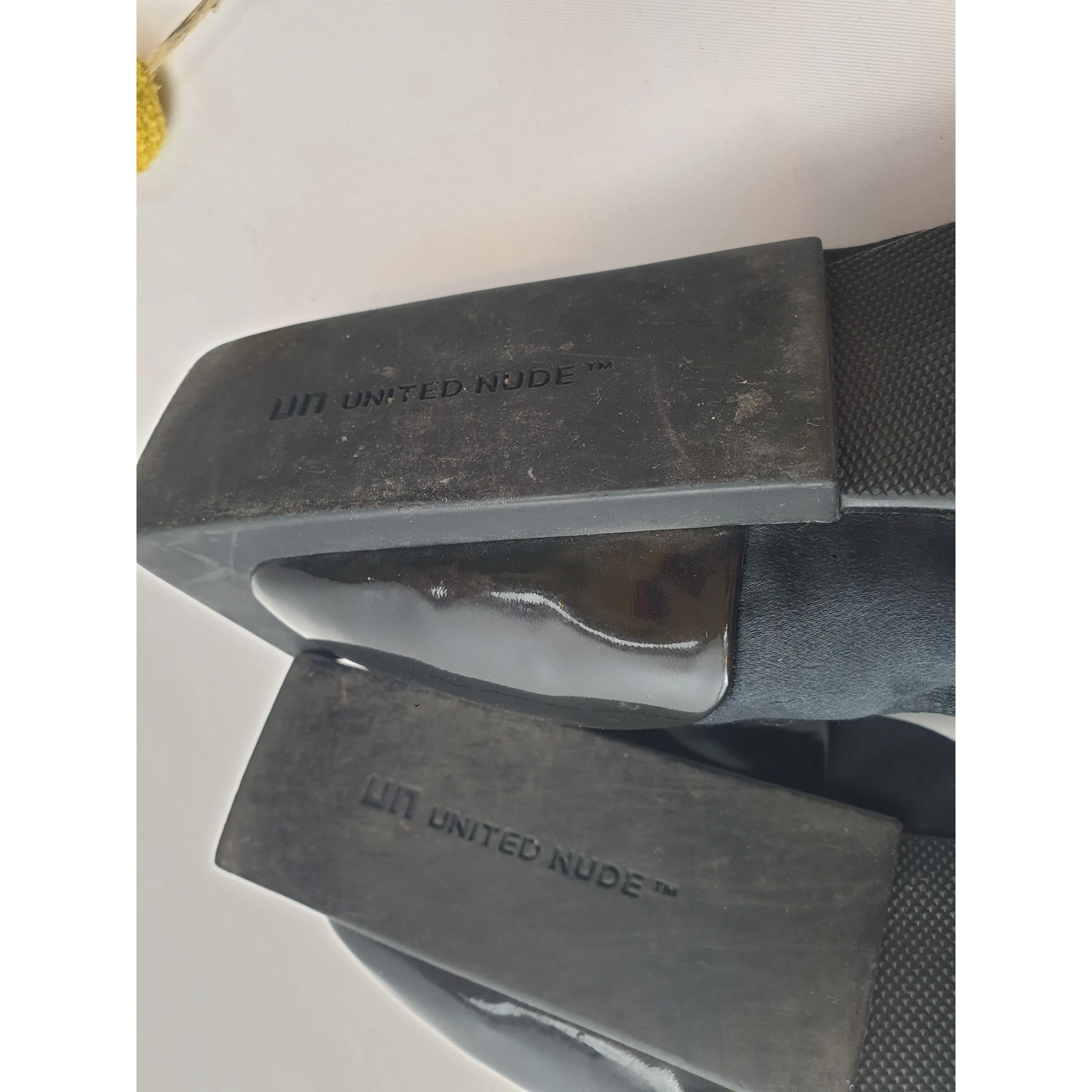 United Nude black flat shoes with unique and fun square heel size 40