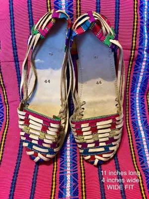 US 12/12.5 WIDE FIT -Handmade Colorful Leather Huarachas- Huarachas de Multicolores Elaboradas a mano