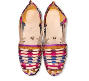 US 7/7.5-Handmade Colorful Leather Huarachas- Huarachas de Multicolores Elaboradas a mano