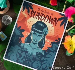 Vampira Sundown Tiki Art Print