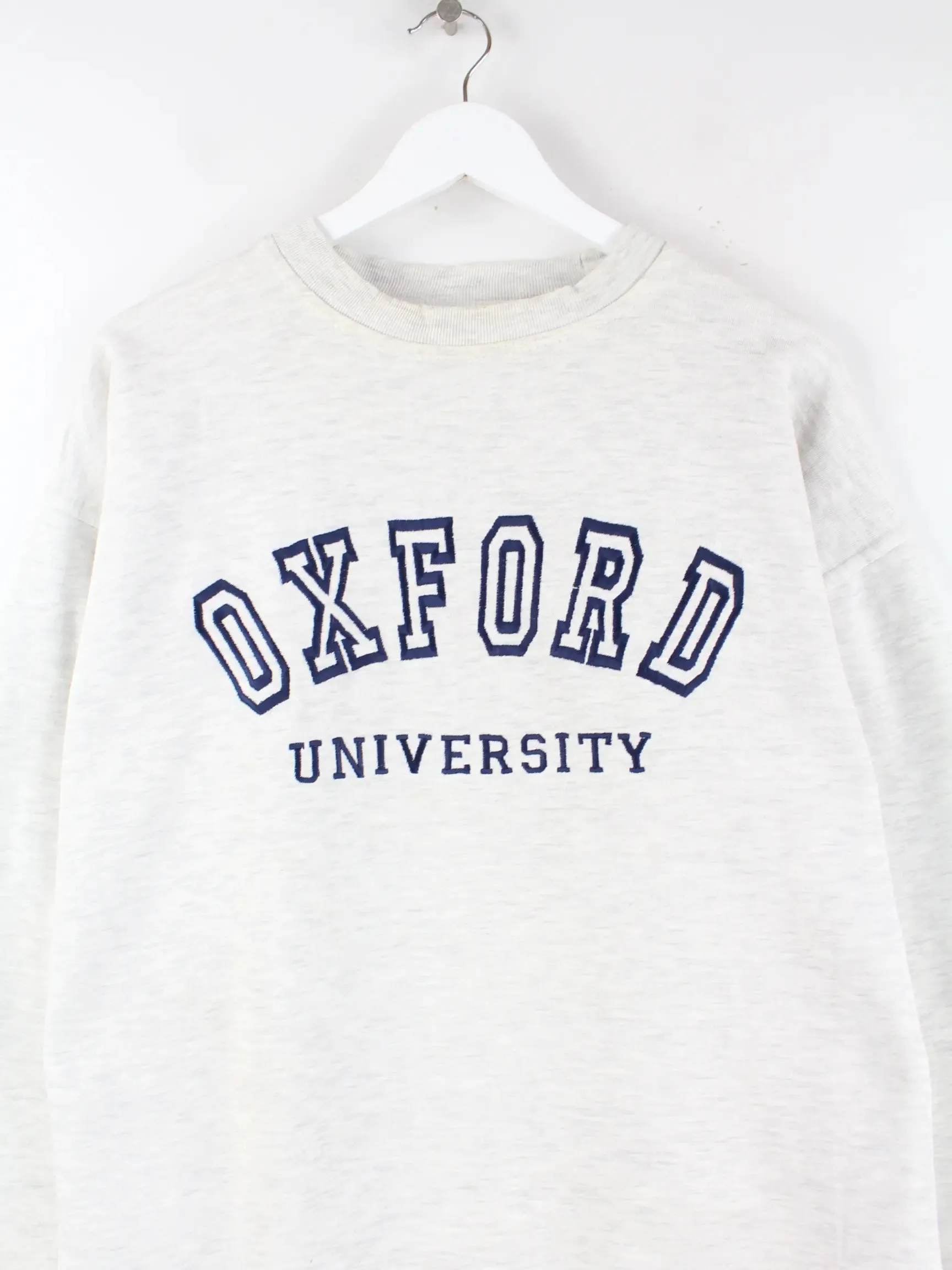 Vintage 90s Oxford Embroidered Sweater Grau L