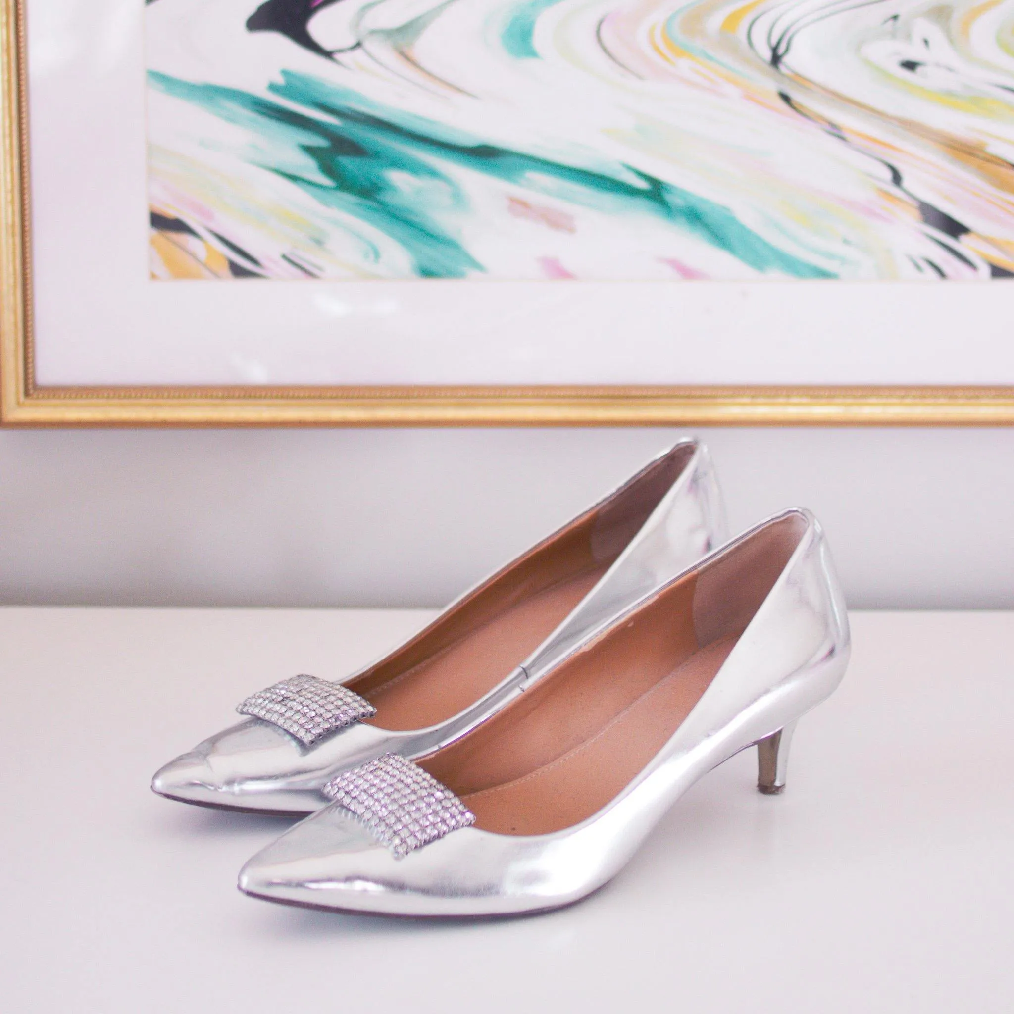 Vintage Art Deco Shoe Clips with Rhodium Plating